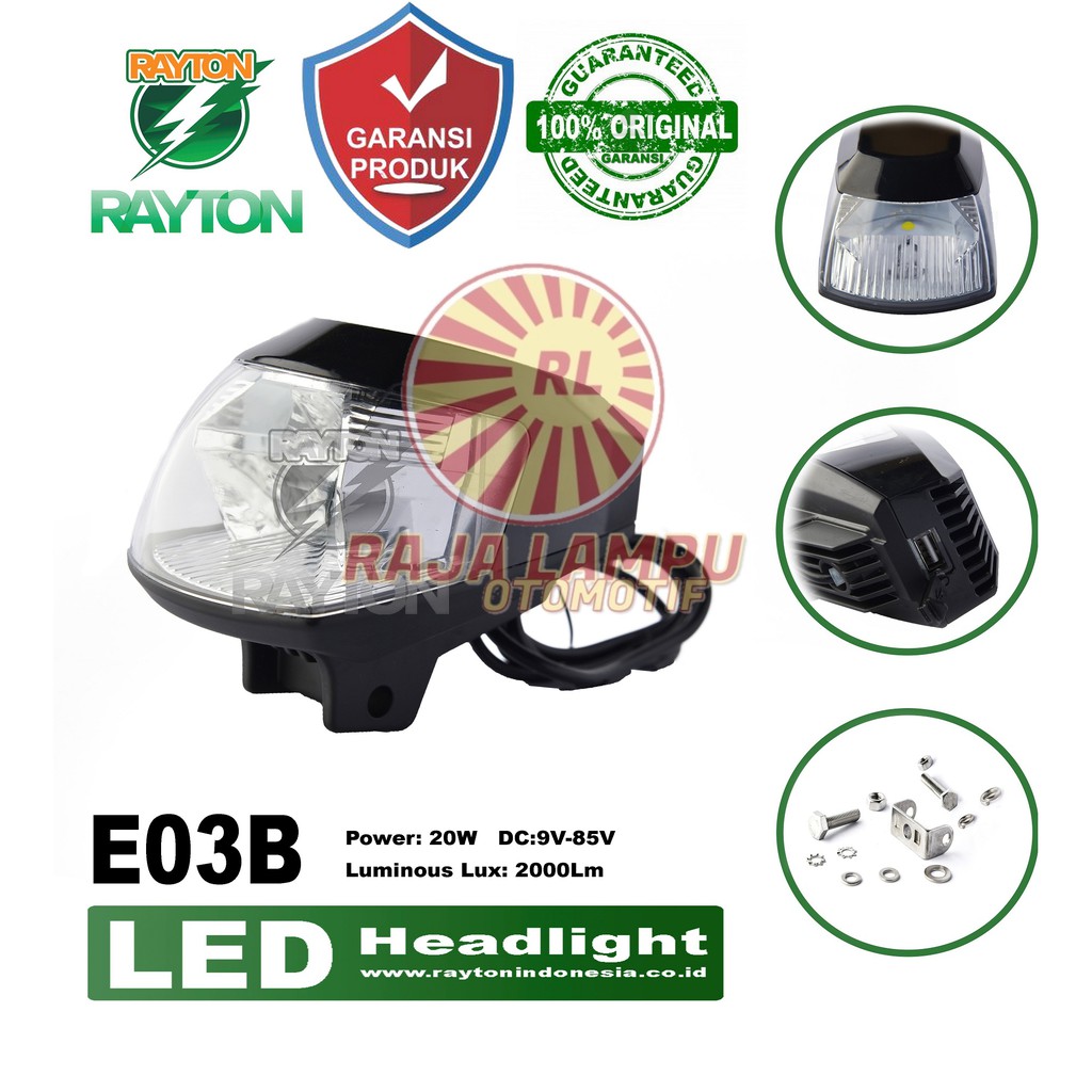 Lampu Tembak LED CREE E03B RAYTON SOROT DAN USB CAS ORIGINAL GARANSI