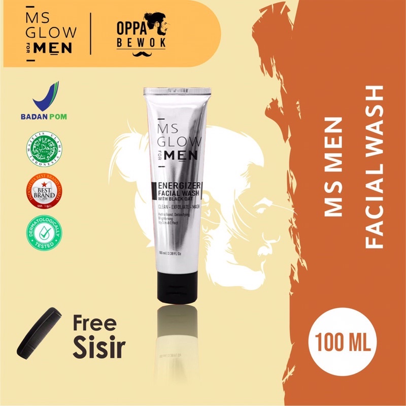 [ ORIGINAL BPOM ] FACIAL WASH ENERGIZER MS GLOW MEN SKINCARE PRIA GLOW UP ( mencerahkan kulit , menghilangkan jerawat dan beruntusan menyegarkan wajah )