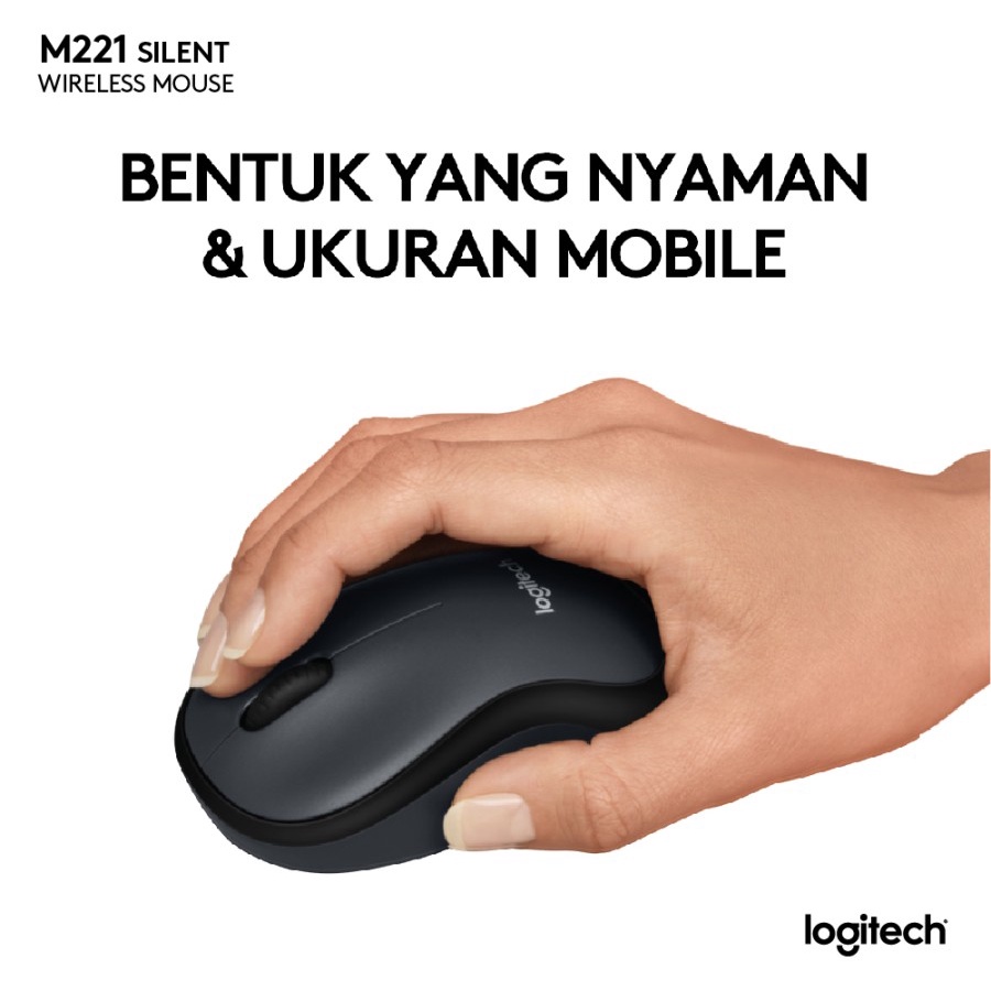 Logitech M221 Mouse Wireless Silent Click - Garansi Resmi