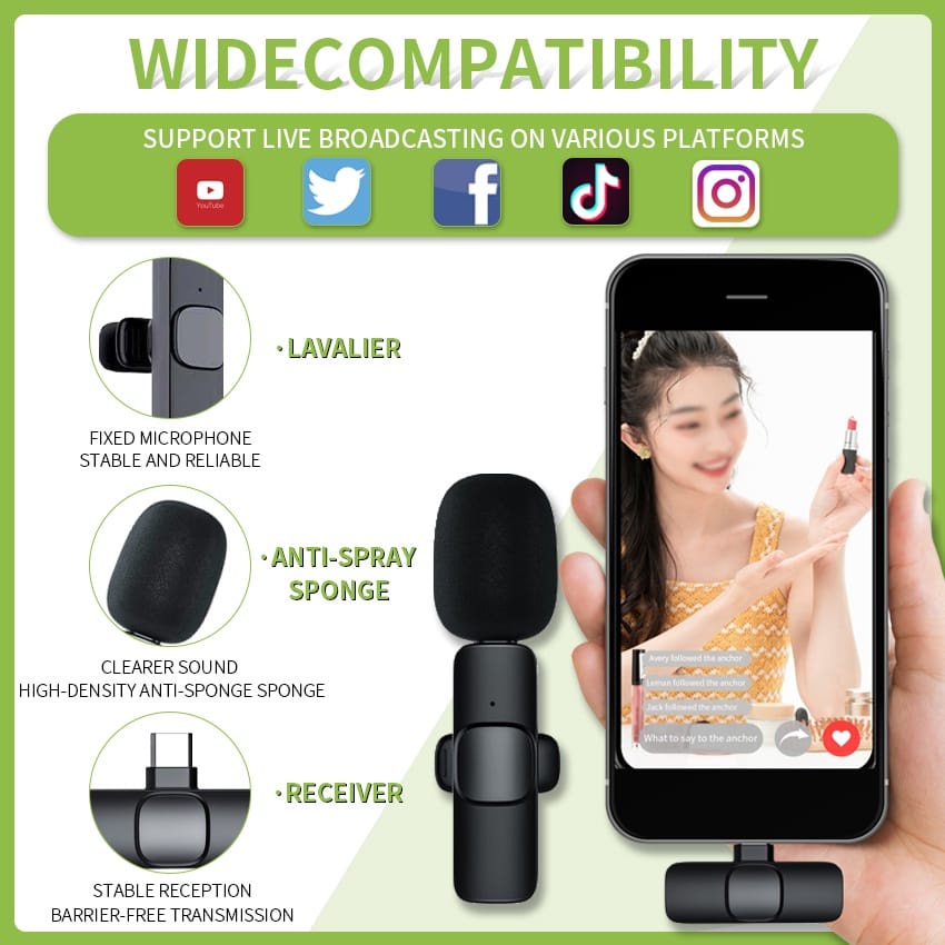 Microphone Mic Clip On Wireless USB PC Laptop Zoom Webinar Podcast Teleconference Meeting Premium