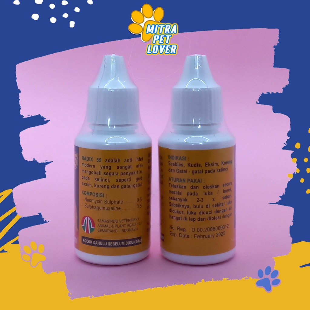 OBAT SCABIES KELINCI - RADIX 30 ML ORIGINAL - ATASI KUDIS EKSIM KORENG GATAL &amp; ANTI INFEKSI KULIT PADA RABBIT - MURAH GARANSI ASLI KUALITAS - EFEKTIF - PET ANIMAL HEALTHCARE &amp; VETERINARY TAMASINDO KESEHATAN &amp; VITAMIN TERNAK HEWAN MITRAPETLOVER