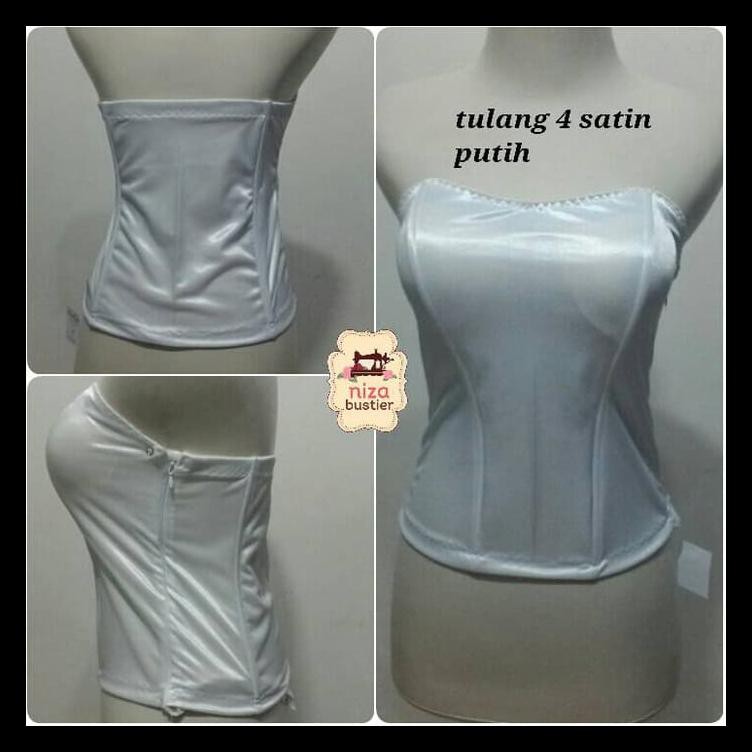 UPDATE BUSTIER KAMISOL SATIN TULANG 4 CUP PUTIH KEBAYA CEWEK PALING MURAH ALJ