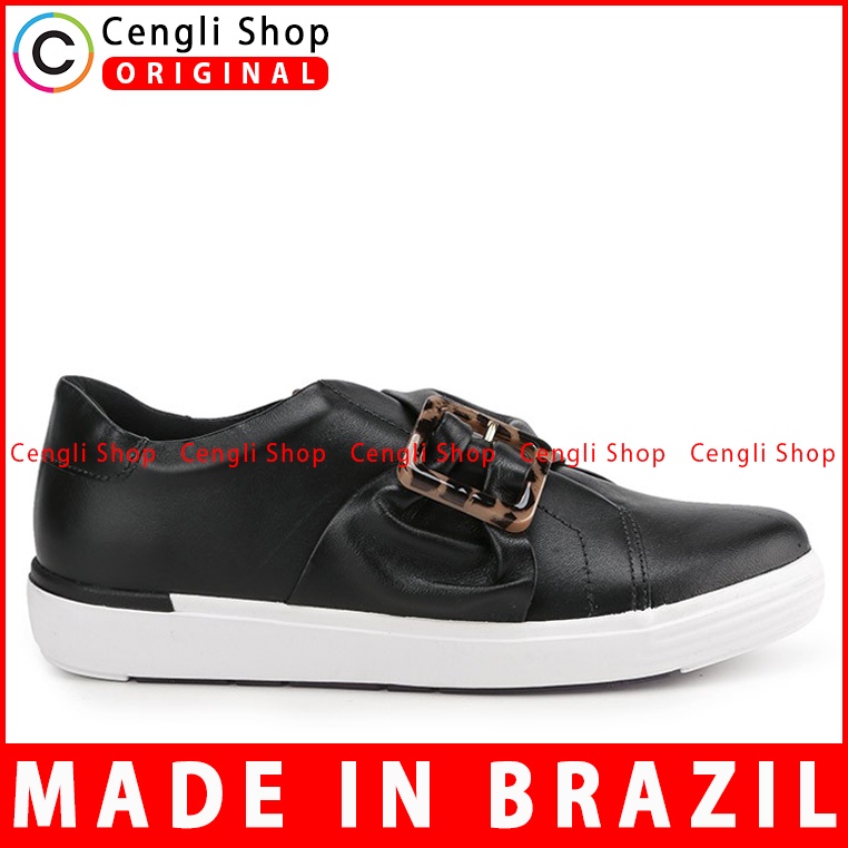 SEPATU SLIP ON KULIT OBERMAIN WANITA ORIGINAL ASLI TERBARU HITAM OW03