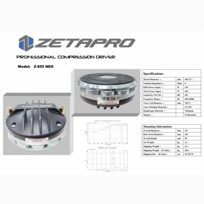 DRIVER TWEETER ZETAPRO Z855 NEO ORIGINAL / Z 855 NEO NEODIUM ORIGINAL 3 INCH Neodymium