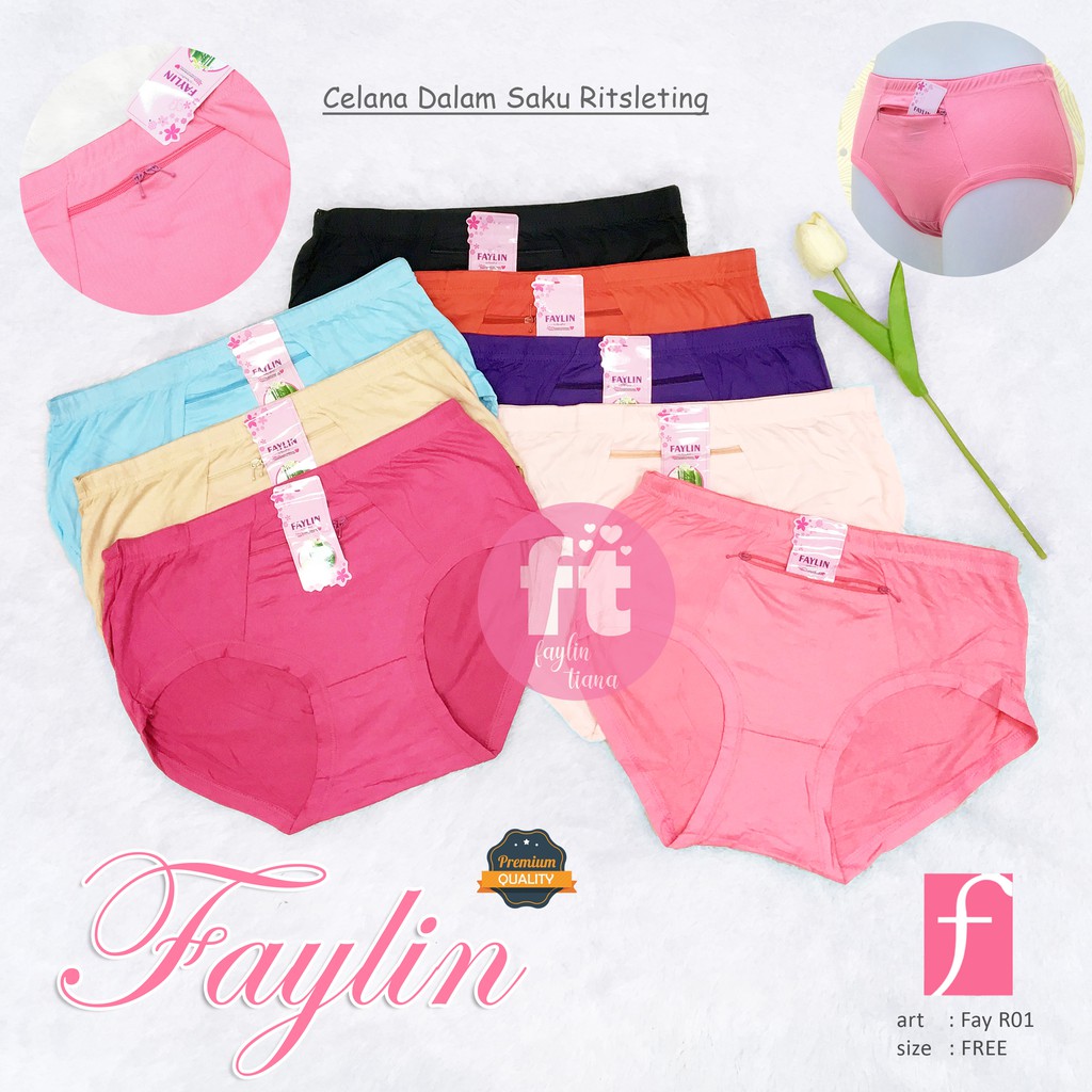 FAYLIN | Celana Dalam Wanita Kantong RITSLETING / Cd Saku RESLETING / BAHAN ADEM LEMBUT/ art Fay R01