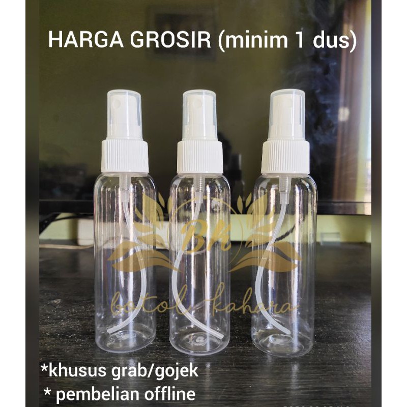 botol bening 100ml / 100 ml tutup SPRAY (min 100)