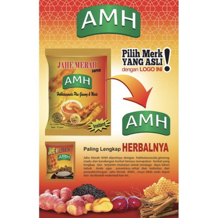 

tradisional-minuman- jahe merah “amh” amanah murah ! 23 gram (1 renceng isi 12 sachet) -minuman-