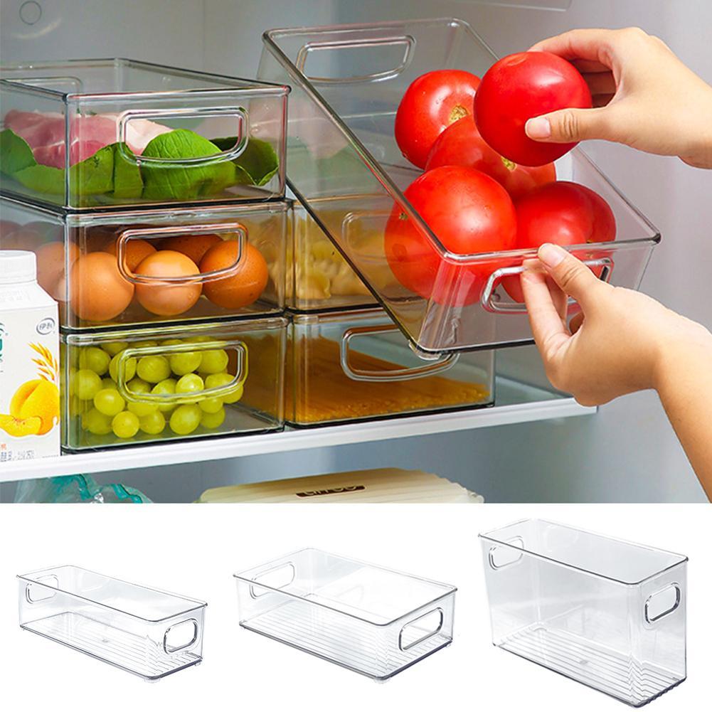 Kotak Penyimpanan Minuman Telur Kulkas Organizer Stackable Boxes Kitchen Food Plastik Transparan Sayur Dengan Sekat Pegangan Bening Wadah Aksesoris