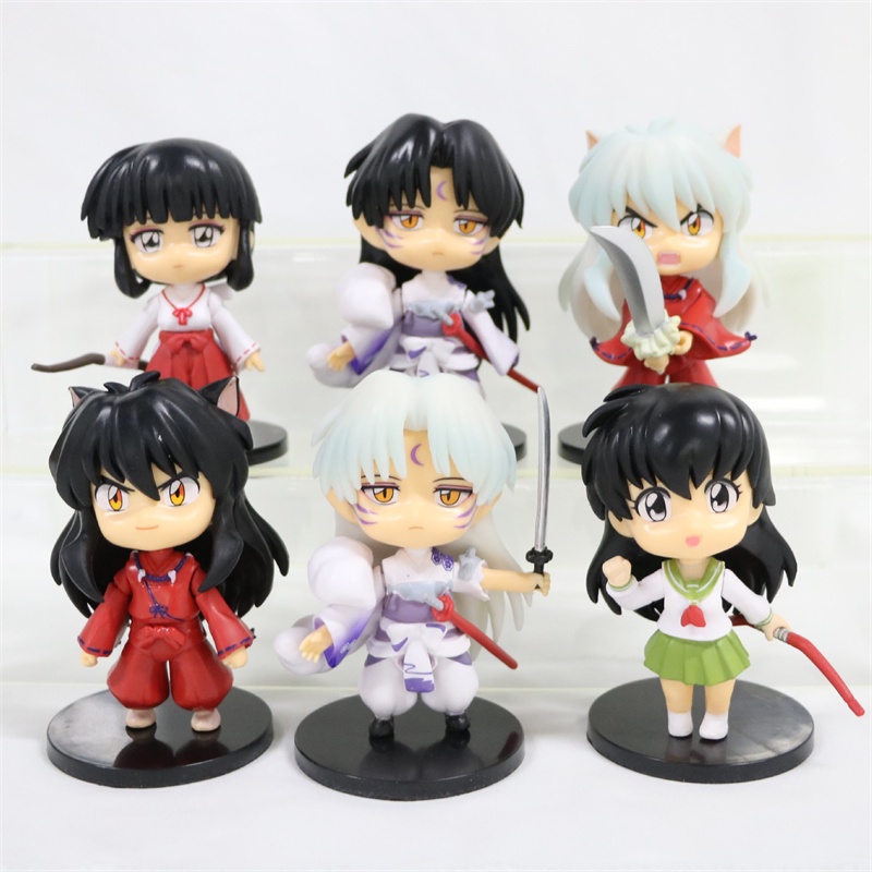 6pcs / set Mainan Action Figure Anime Inuyasha Mie Stopper Sengoku Zoshi Inuyasha Untuk Koleksi