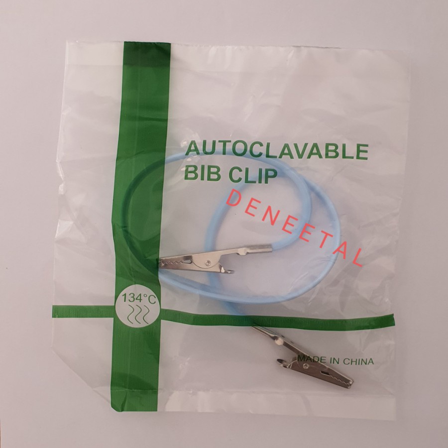 DENTAL POLIBib Holder TIE / TALI PENJEPIT CELEMEK ALAS DADA POLI BIB KARET STERILE HIJAU BIRU KUNING