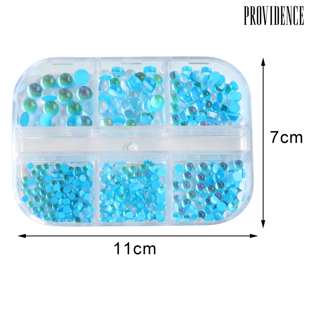 Providence 6 Grids/Box Fingernail Ornament Easy to Apply Decorative Resin Nail Art Accessories Aurora Mocha Clear Half Beads for Professional Use