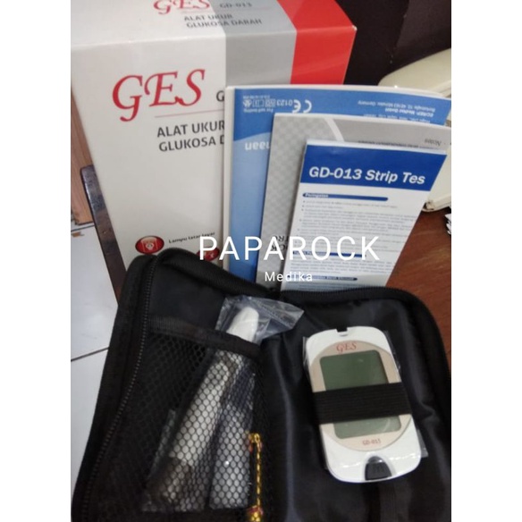 Paket Lengkap alat tes gula darah / glucometer GES bonus strip 50's