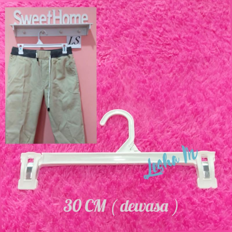 Hanger Jepit Dewasa 30cm Putih isi 6