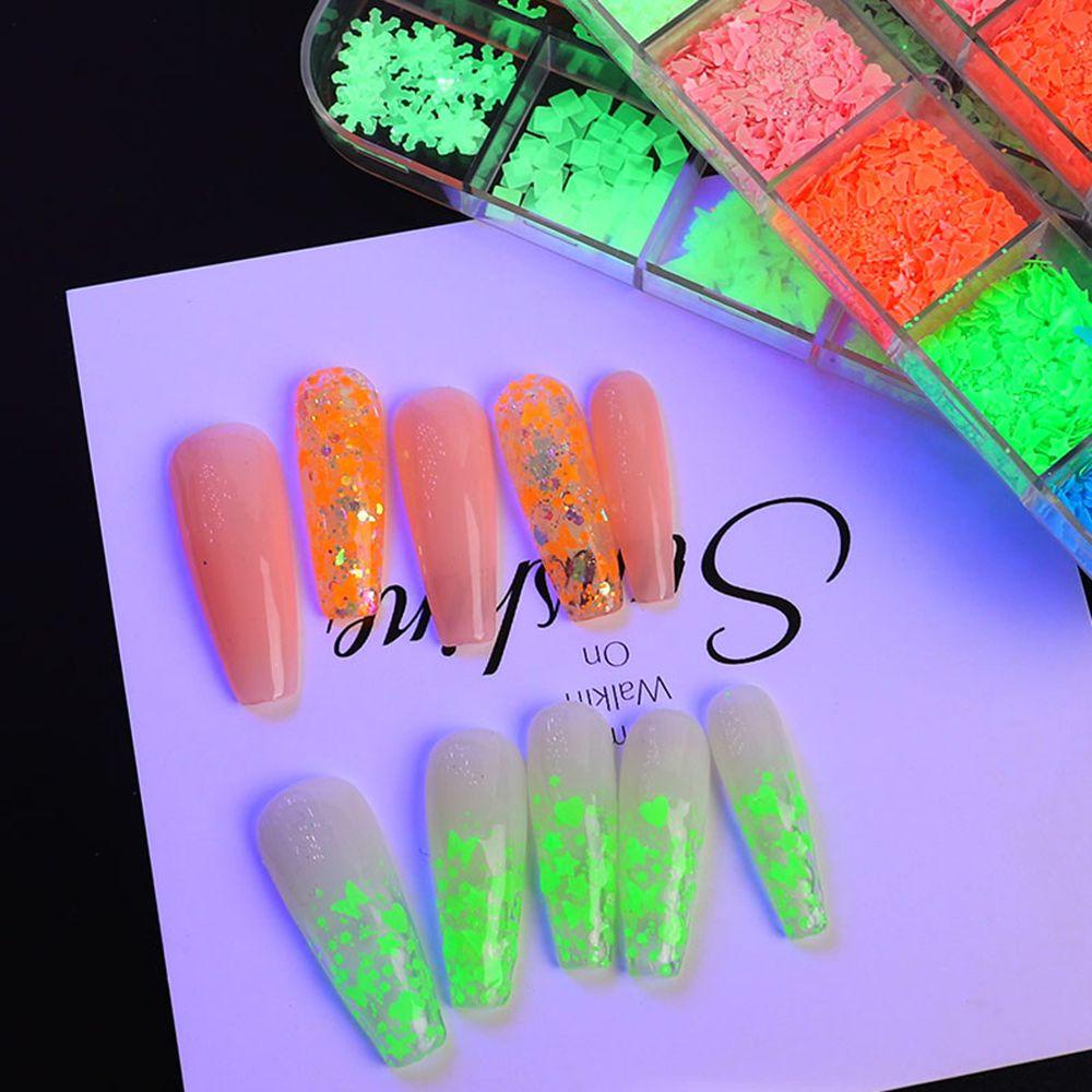 Preva Nail Art Sequin DIY Manicure Neon Kuku Glitter Flakes Glow in the Dark Kupu-Kupu