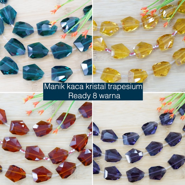 Manik kaca kristal trapesium