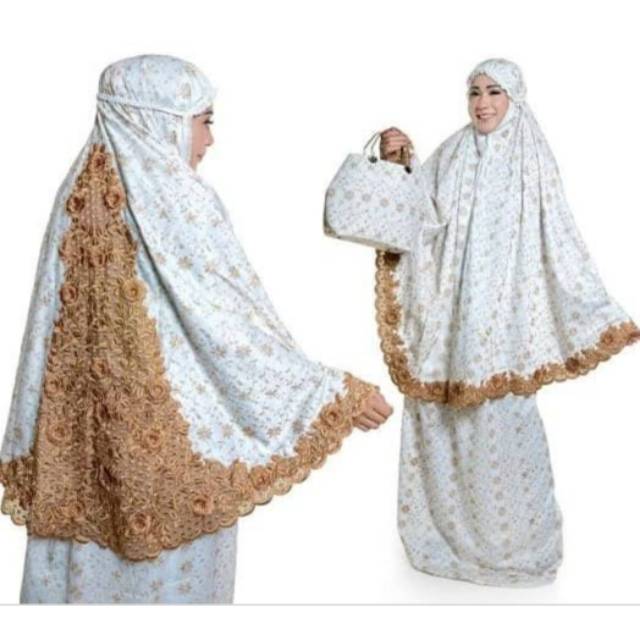 Mukena TAS BEHEL Bordir Punggung Bunga Timbul