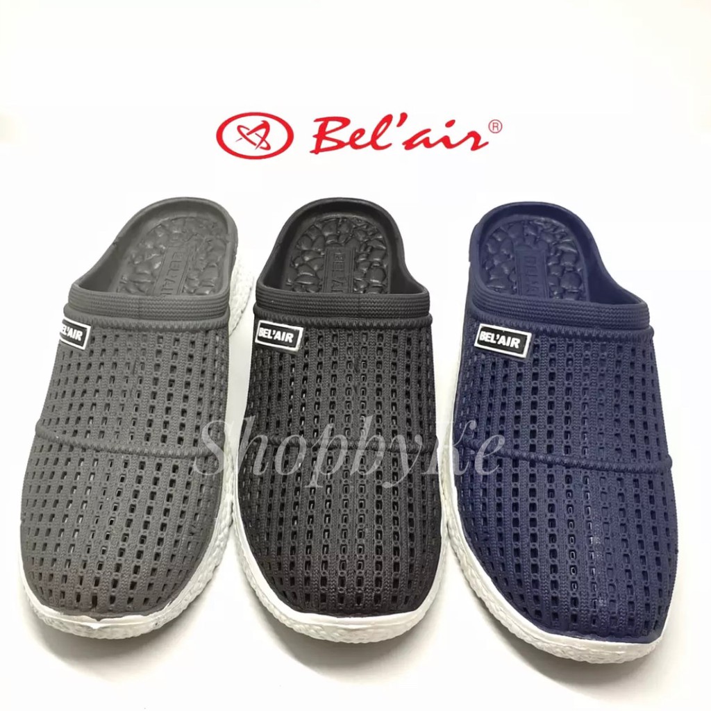 Sepatu Slop Pria / Slip On Pria Tipe Booster merk Bel Air Warna Hitam, Biru, Abu-abu Size 40-43