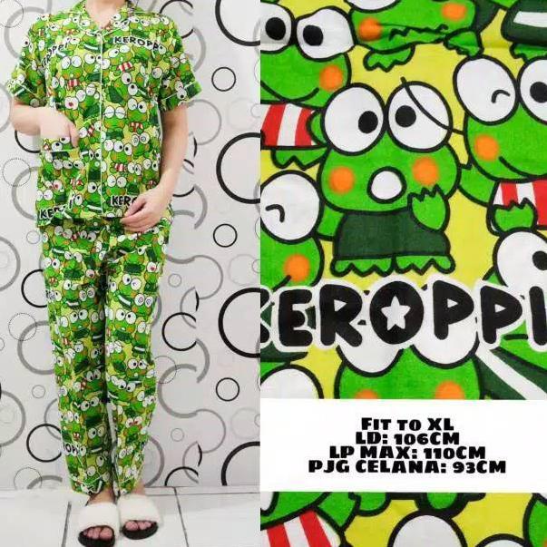 ALVARO OUTLET - Piyama CP Wanita Dewasa Kekinian / Motif KEROPPI / Daily Set / LD 104CM 4W2