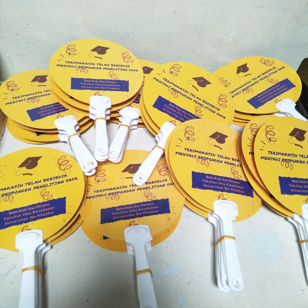 KIPAS TANGAN / HANDFAN CUSTOM LAMINASI - 1 SISI , UNTUK SOUVENIR, MEDIA PROMOSI DLL