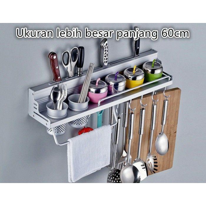 Rak dapur / Rak bumbum / Tempat bumbu Rak Dinding minimalis Rak bumbu Dapur Aluminium multifungsi