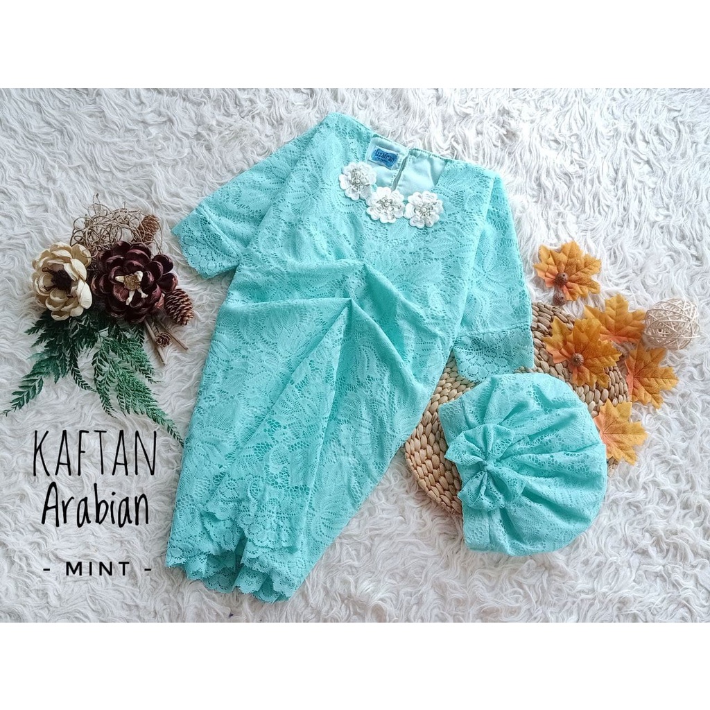 Kaftan Arabian/Kaftan Brukat Wanita/Kaftan Model Terbaru/Kaftan Kekinian Warna Mint