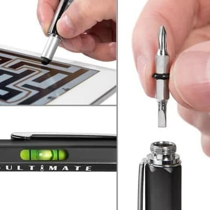 Pulpen Pen Ultimate 7 in 1 EDC Penggaris Stylus Obeng Mekanik Teknik