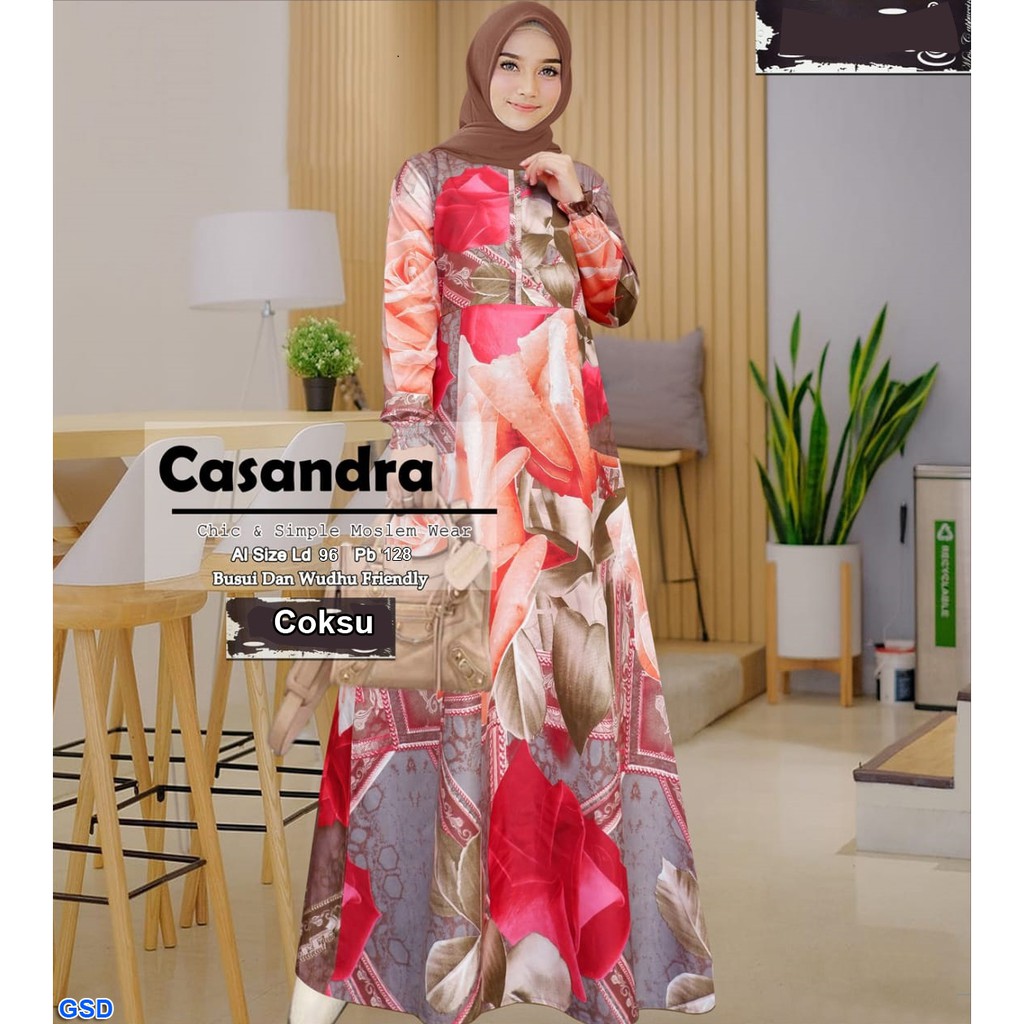 Gamis Casandra/Dress Maxi Wanita Hijab/Terusan Dress Muslim/Baju Gamis Syari Menyusui Busui Murah