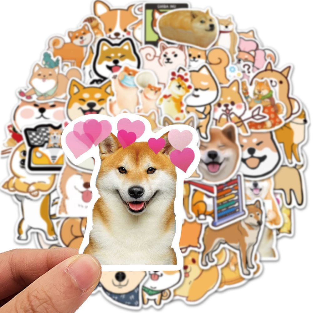 ELEGANT Lovely Japanese Shiba Inu Dog Sticker 50pcs/pack Animal Stickers Puppy Sticker DIY Scrapbook Cute Helmet Guitar Sticker Mobile Phone Decor Skateboard Graffiti Sticker