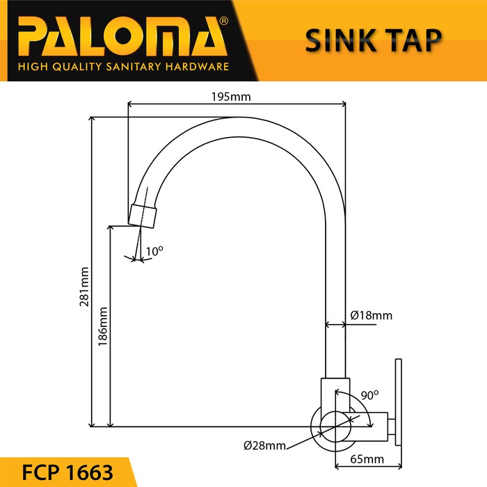 Tap PALOMA FCP 1663 Keran Kran Air Dingin Sink Wastafel Dapur Tembok