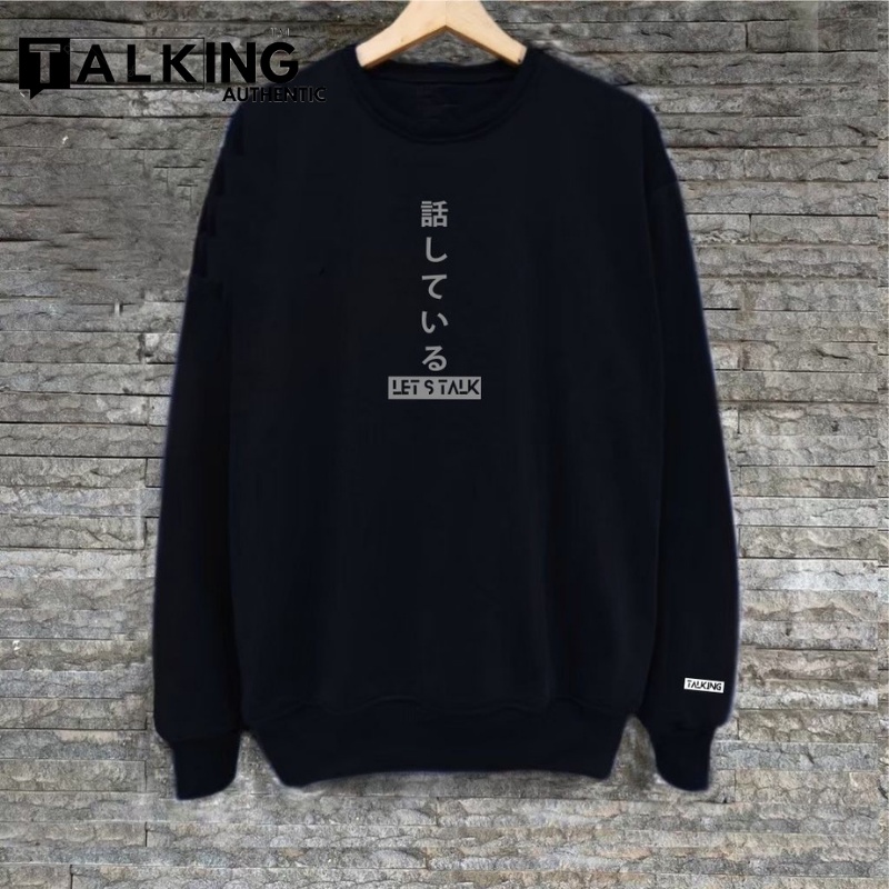 Sweater Creawnck Polos Jumbo Origianl Switer Pria wanita Lest Talk Hitam Terlaris  Flecce Tebal Sweter Unisex