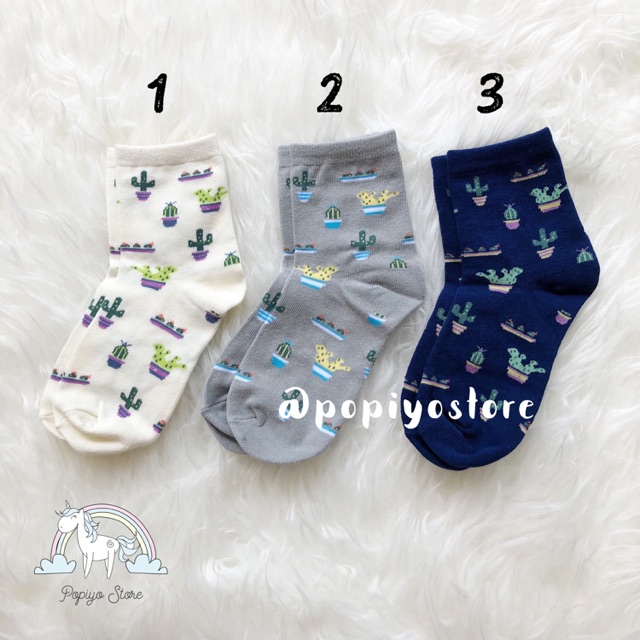 Kaos Kaki Wanita Kaos Kaki Kaktus Cactus Pattern Kaos Kaki Motif Import China