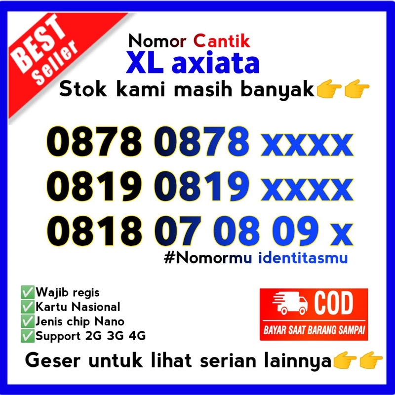 Nomor Cantik XL - Nomor cantik XL axiata - No Cantik XL - Kartu Perdana XL