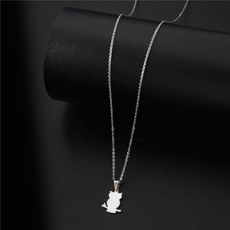 Stainless steel kalung burung hantu lucu titanium steel necklace aksesoris Korea fashion baja orname