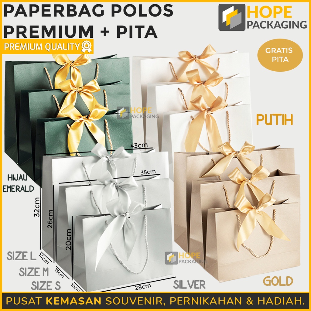 Paperbag polos  Packing Bingkisan Kue / Pakaian / paper bag import ukuran : 27 x 19 x 7cm