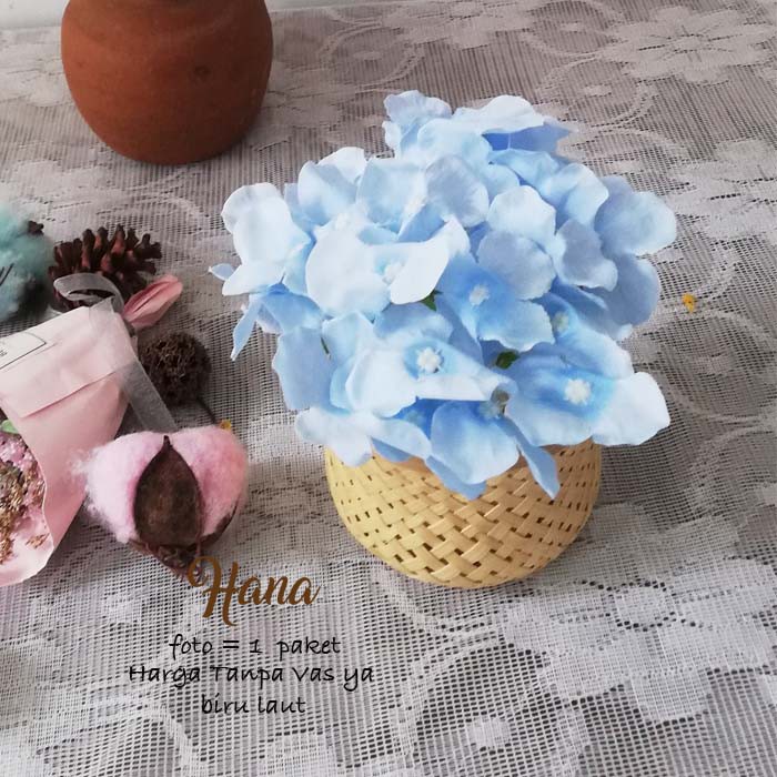 Bunga artificial hydrangea / bunga hidrangea artificial-BIRU LAUT