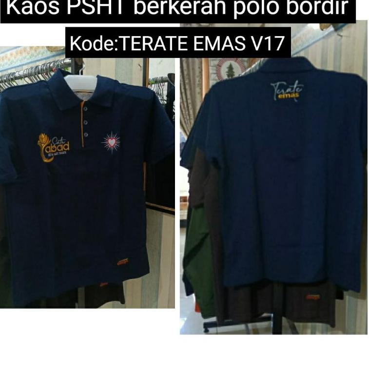 "Az31au22ˣ" Kaos PSHT SH Terate berkerah polo bordir kode terate emas 1 abad PSHT
