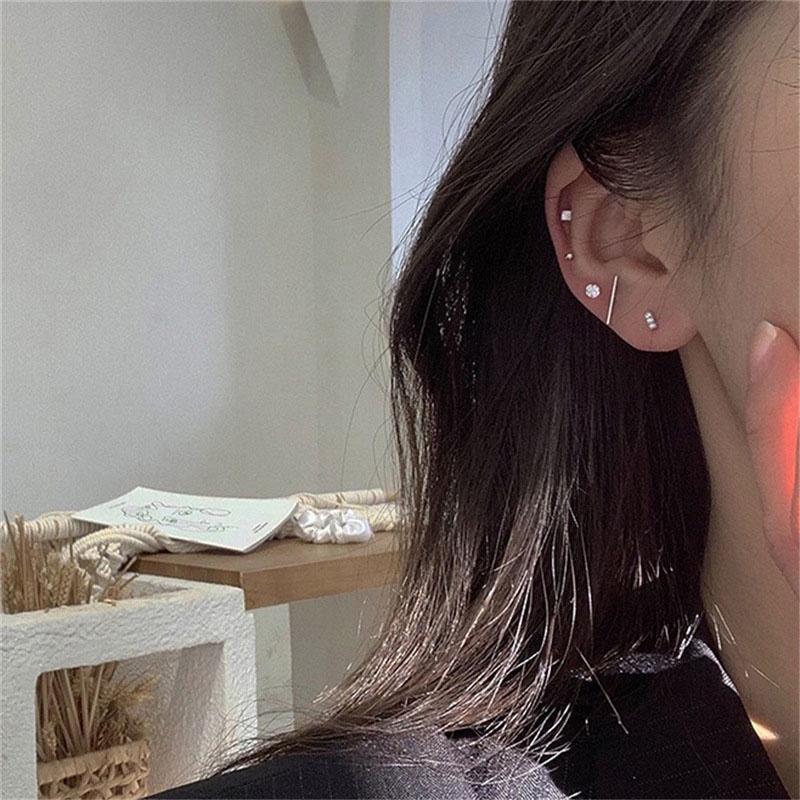 5pcs/1 SET Anting Tusuk Lima Potong Ukuran Kecil Gaya Elegan Aksesoris Fashion