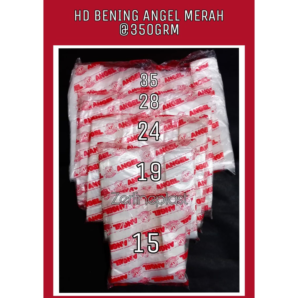 Kantong plastik ANGEL bening (Cover MERAH) @±350grm