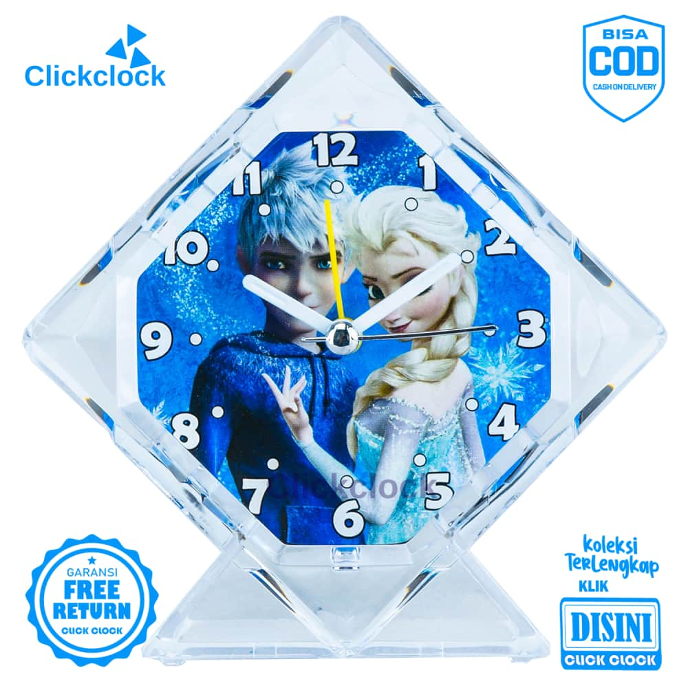 Jam Weker Quartz Jam Meja Keropi HelloKitty Frozen Kaiwa 8899 Kecil Unik Modern Step Movement