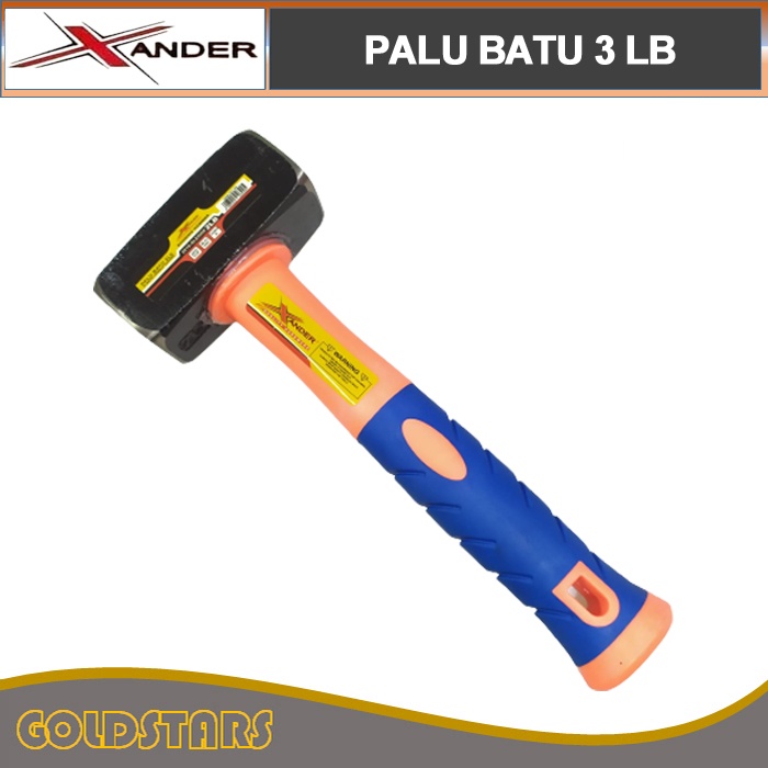 Palu Batu 3 LB + Gg Karet Fiber Orange Xander Bobok Beton