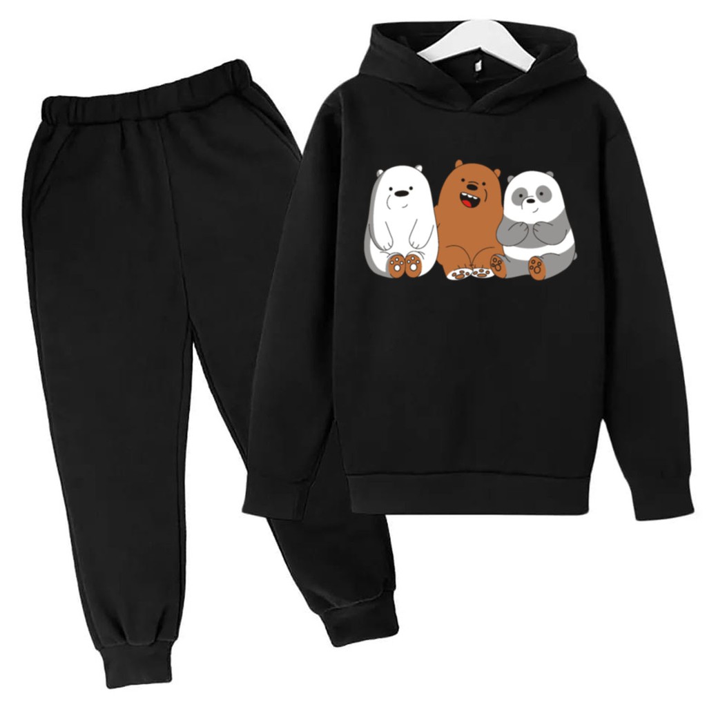 BESS - Baju Setelan Wanita Murah / Setelan Hoodie + Jogger Hitam - DARE BEAR