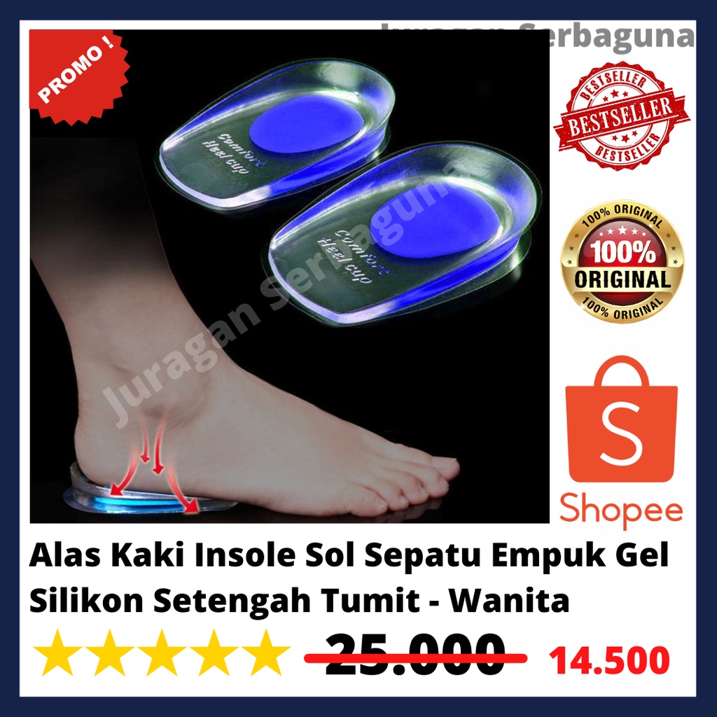 Alas Kaki Insole Sol Sepatu Empuk Gel Silikon Setengah Tumit - Wanita