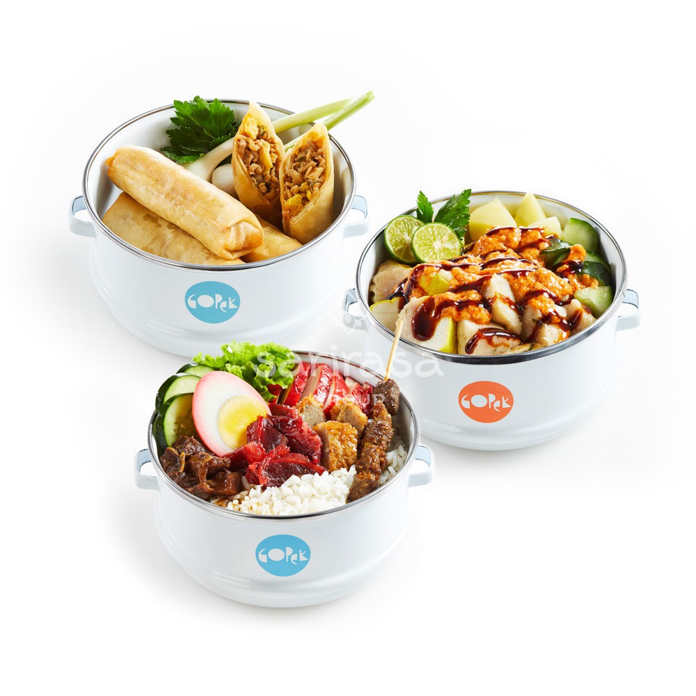 

Sarirasa - Foodiesia Rantang Sejahtera Ukuran S / M (Nasi Campur, Lunpia, Siomay Campur)