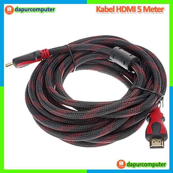 Kabel hdmi 5 meter serat jaring hdmi to hdmi laptop ke tv original murah