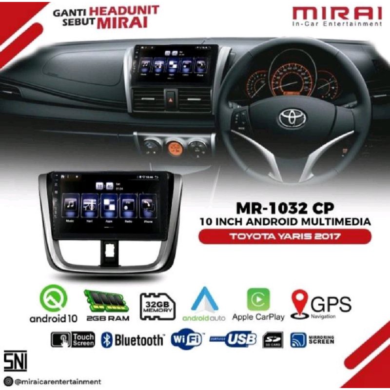 Head Unit Android MIRAI MR 1032 CP Apple Car Play