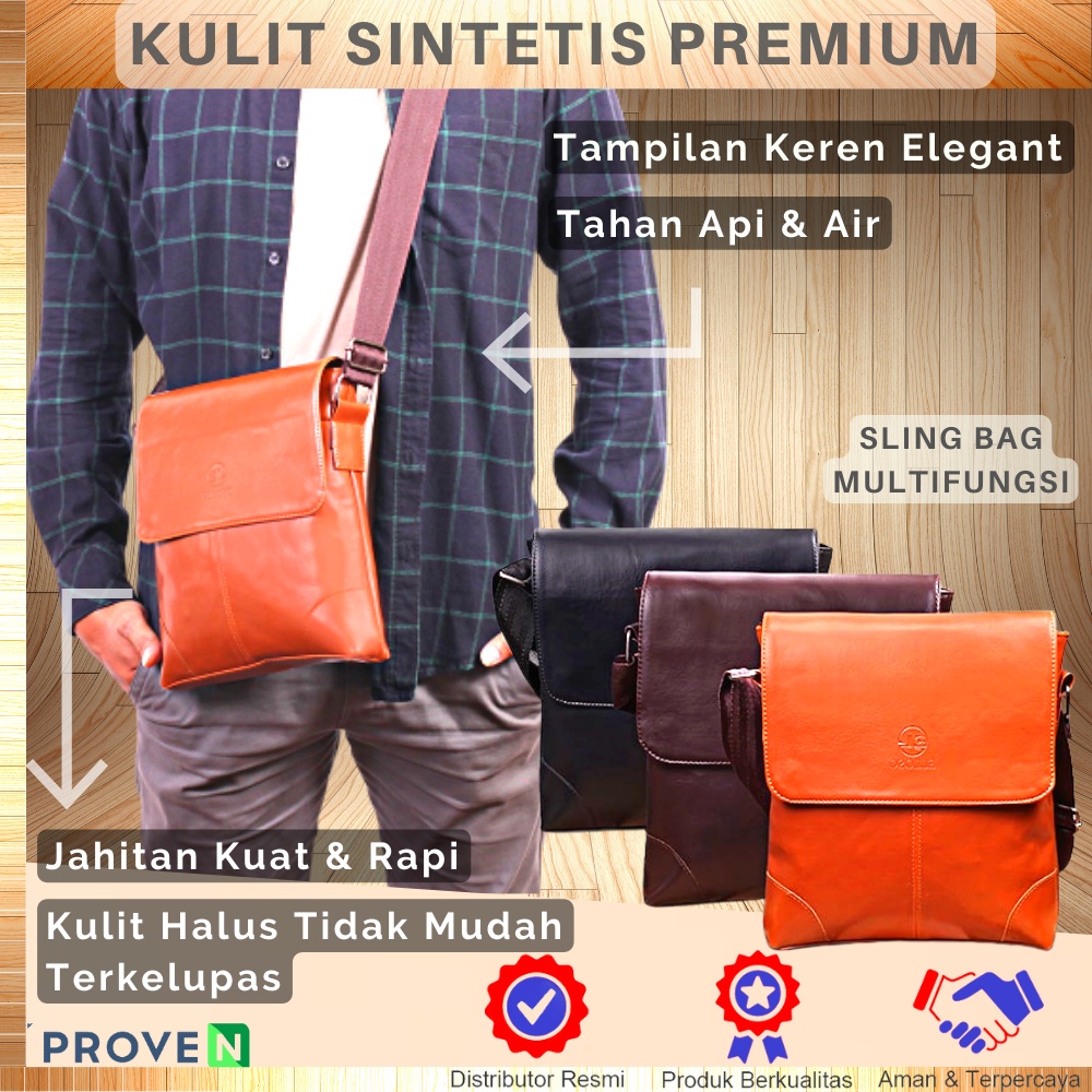 Tas Selempang Pria Kulit Sintetis Premium Tas Slempang Pria Kulit ESL04 TAS PRIA Slingbag KAZUO Desain Keren Dan Modern GARANSI ORIGINAL