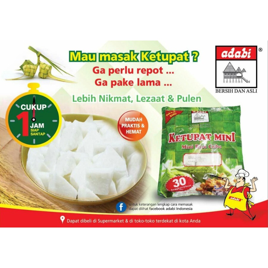 ketupat mini instan adabi isi 30 pcs Lontong - Ketupat Mini Adabi Ketupat Lebaran isi 30 enak dan murah