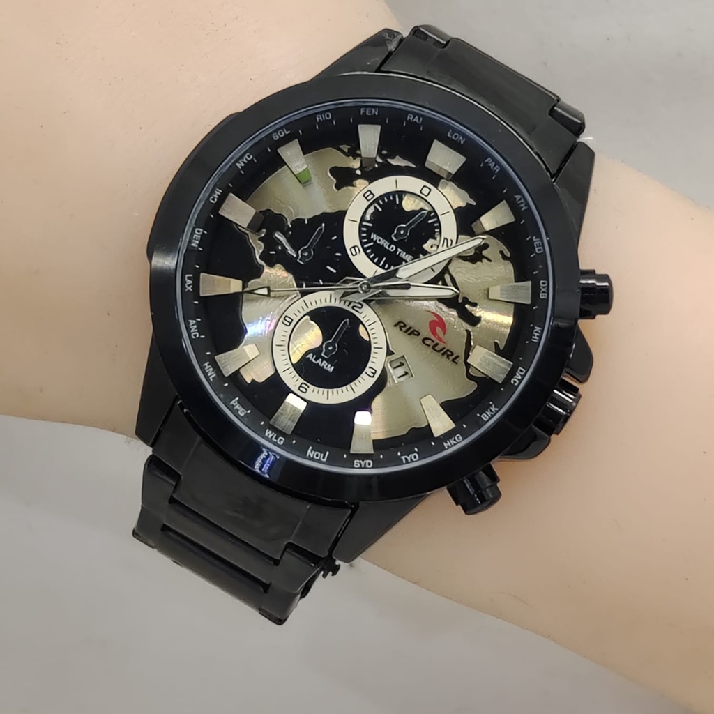 Jam Tangan Pria E8903T Tali Rantai Tanggal Aktif Chrono Variasi Free Box &amp; Baterai