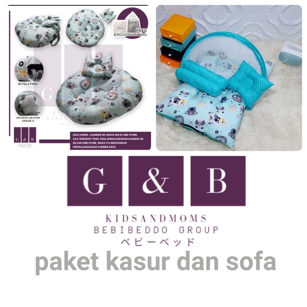 Paket Hemat Kasur bayi kelambu dan Sofa Bayi (Kasur Lipat Fullset) free bantal kelambu + tas