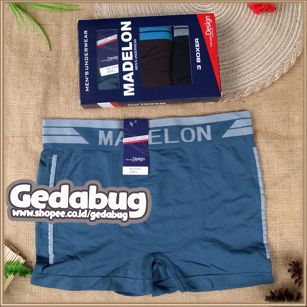 (isi 3pcs) Madelon Boxer Briefs Celana Dalam Pria Art 3316 / Boxer Pria Dewasa